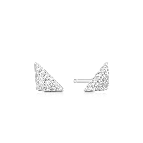 Silver Triangular Pavé Studs